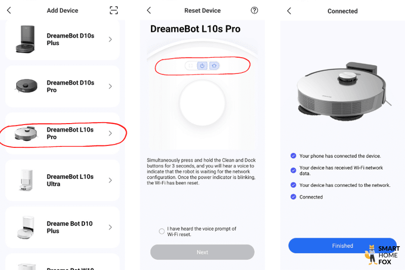 Настройка WLAN-подключения Dreame L10s Pro.